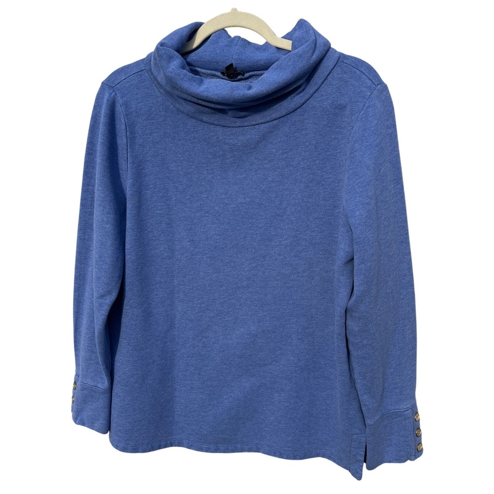 Talbots Blue Funnel Neck Sweatshirt Long Tunic Periwinkle M Layering Comfort‎